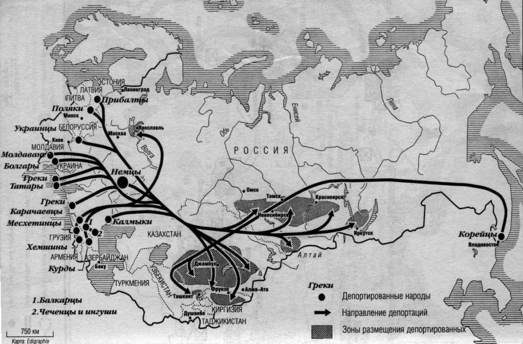 Карта-схема депортации народов СССР
