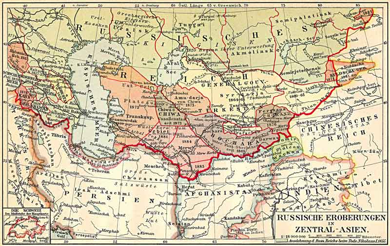 Russische Eroberungen in Zentral-Asien.