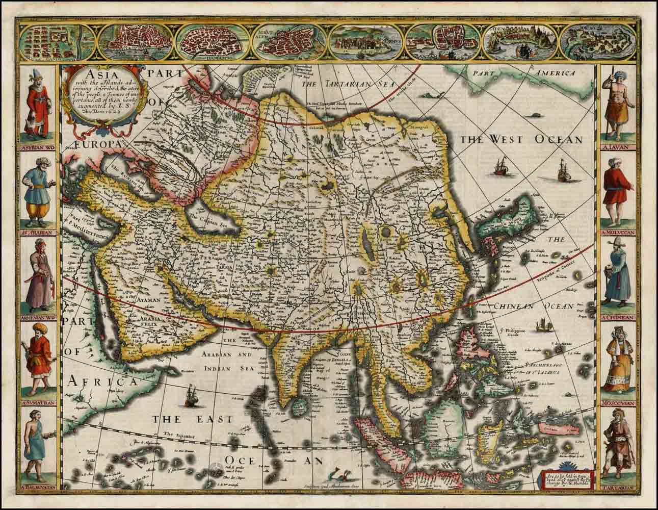 Карта Азии Джона Спида (John Speed), 1626