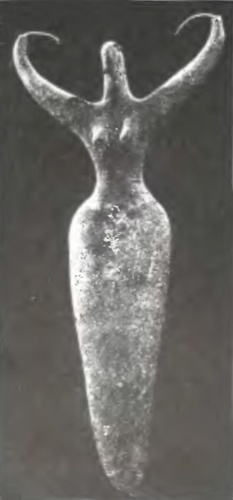 Женская статуэтка из Нагада I.   Египет IV тыс. д.н.э. Руки как рога.